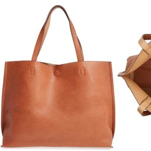 Reversible vegan leather tote